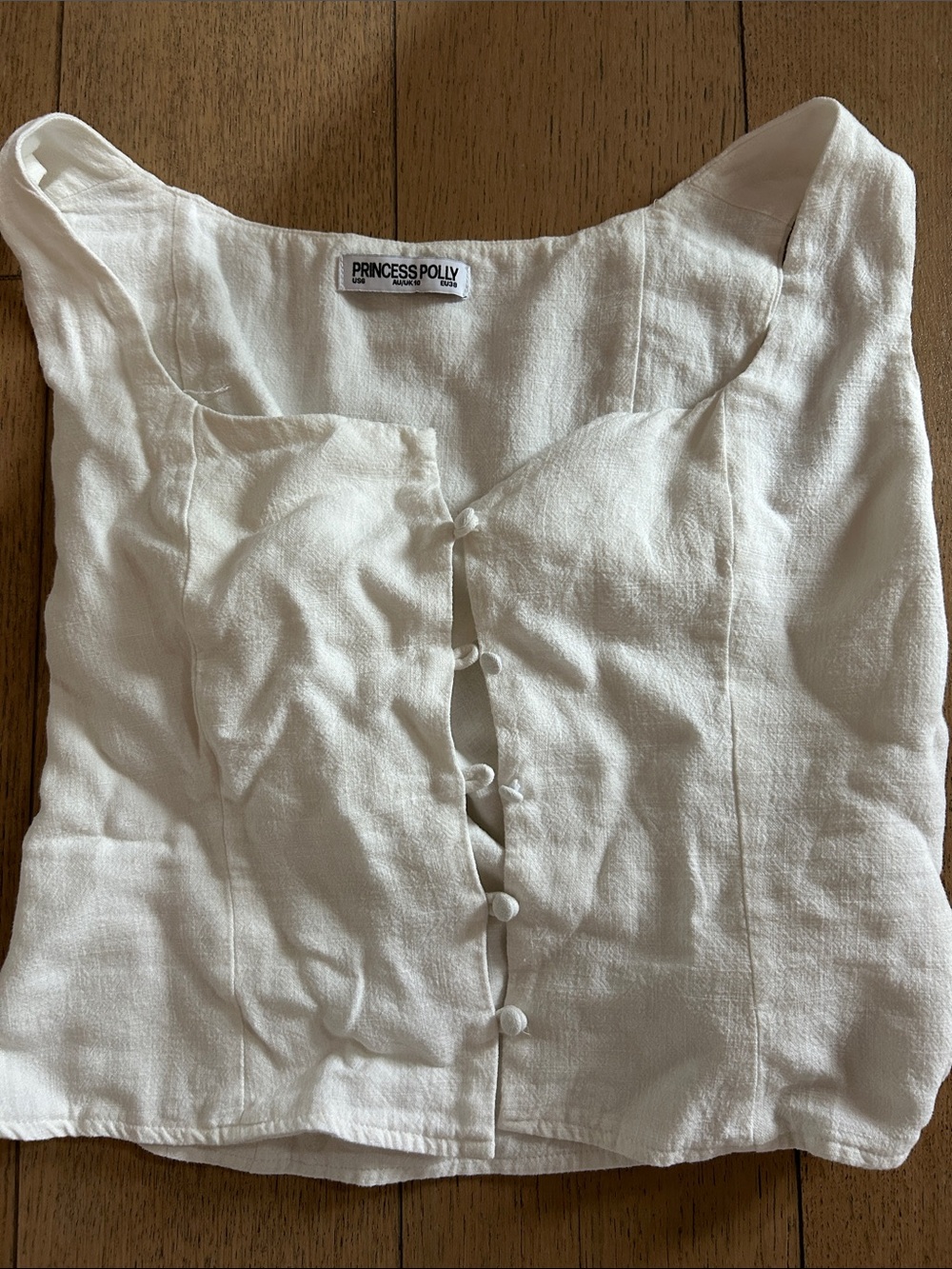 Princess Polly Cream Button-Front Linen-Blend Camisole
